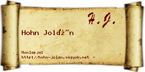 Hohn Jolán névjegykártya