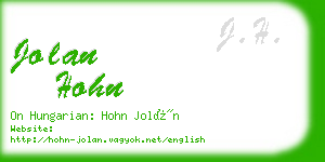 jolan hohn business card